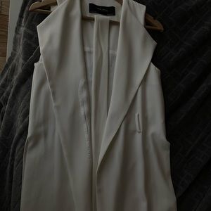Zara White Long Utility Jacket with Belt